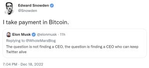 Elon Musk Promises to Step Down as Head of Twitter — Edward Snowden Throws His Name in the Hat for CEO Elon Musk Promises to Step Down as Head of Twitter — Edward Snowden Throws His Name in the Hat for CEO