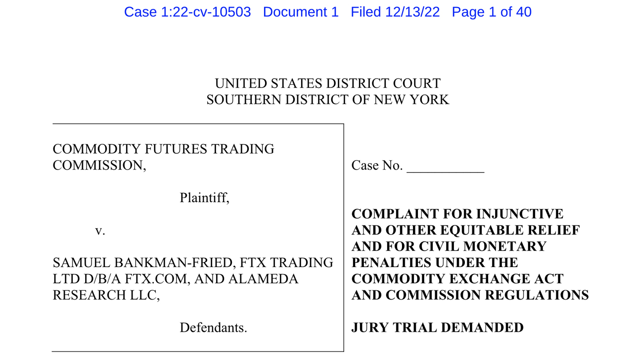 CFTC Follows SEC by Filing a Lawsuit Against Disgraced FTX Co-Founder Sam Bankman-Fried
