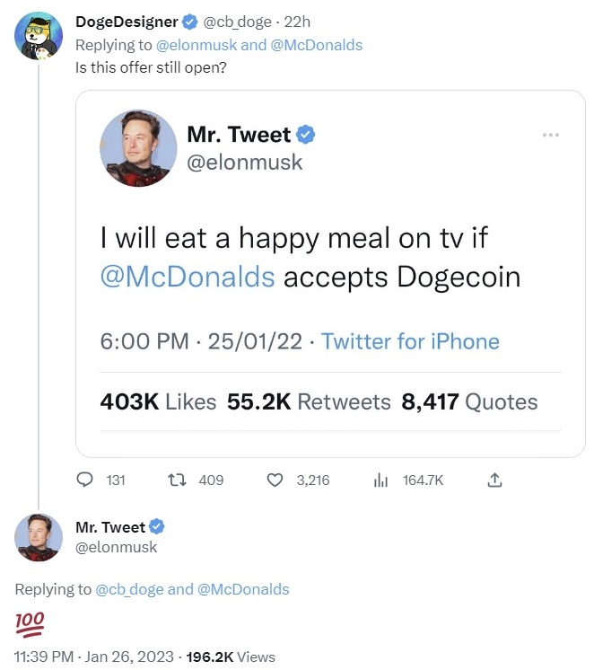 Elon Musk Reaffirms Offer to Eat Happy Meal on TV if McDonald’s Accepts Dogecoin - Bitcoin News (Picture 2)