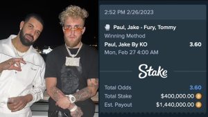Rap Star Drake Loses $400,000 Bitcoin Bet on Jake Paul in Split-Decision Loss to Tommy Fury Rap Star Drake Loses $400,000 Bitcoin Bet on Jake Paul in Split-Decision Loss to Tommy Fury
