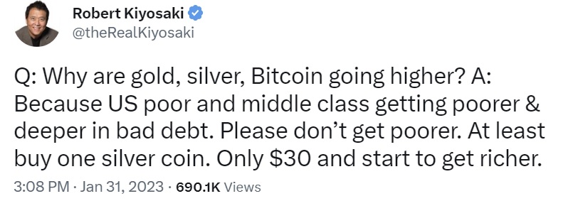 Robert Kiyosaki thảo luận về lý do tại sao vàng, bạc, bitcoin đang tăng cao hơn
