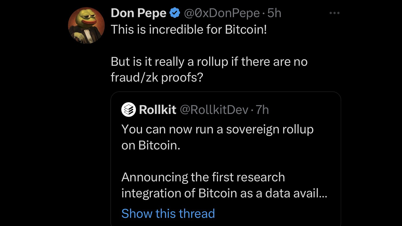 Rollkit Developer Leverages Bitcoin For Sovereign Rollups, Arousing Criticism From Ethereum Supporters
