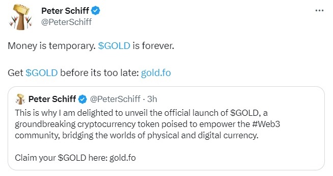 Peter Schiff Twitter Apparently Hacked, Shills Gold Crypto, Son Spencer Warns