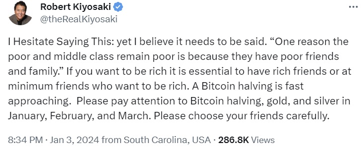 El autor de Padre Rico, Padre Pobre, Robert Kiyosaki, aconseja a los inversores prestar atención a la reducción a la mitad de Bitcoin El autor de Padre Rico, Padre Pobre, Robert Kiyosaki, aconseja a los inversores prestar atención a la reducción a la mitad de Bitcoin