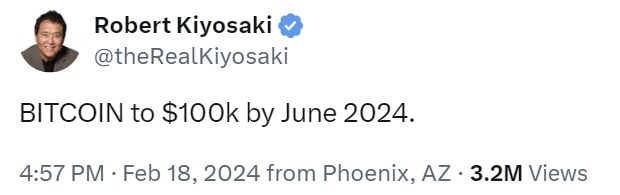 Robert Kiyosaki Prédit que le Bitcoin Atteindra 100K $ Ce Juin