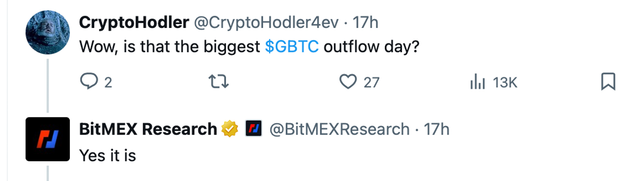 GBTC Expérimente Son Plus Grand Drainage Quotidien Jusqu'à Présent, Près de 239 000 BTC Disparus en Moins de 70 Jours GBTC Expérimente Son Plus Grand Drainage Quotidien Jusqu'à Présent, Près de 239 000 BTC Disparus en Moins de 70 Jours