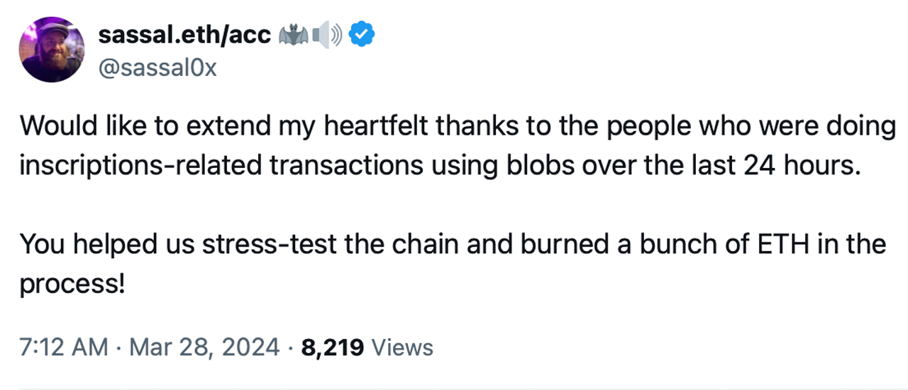 Les inscriptions sur Ethereum Blob dépassent 40%, déclenchant une 'contention de blobs' sans précédent Les inscriptions sur Ethereum Blob dépassent 40%, déclenchant une 'contention de blobs' sans précédent