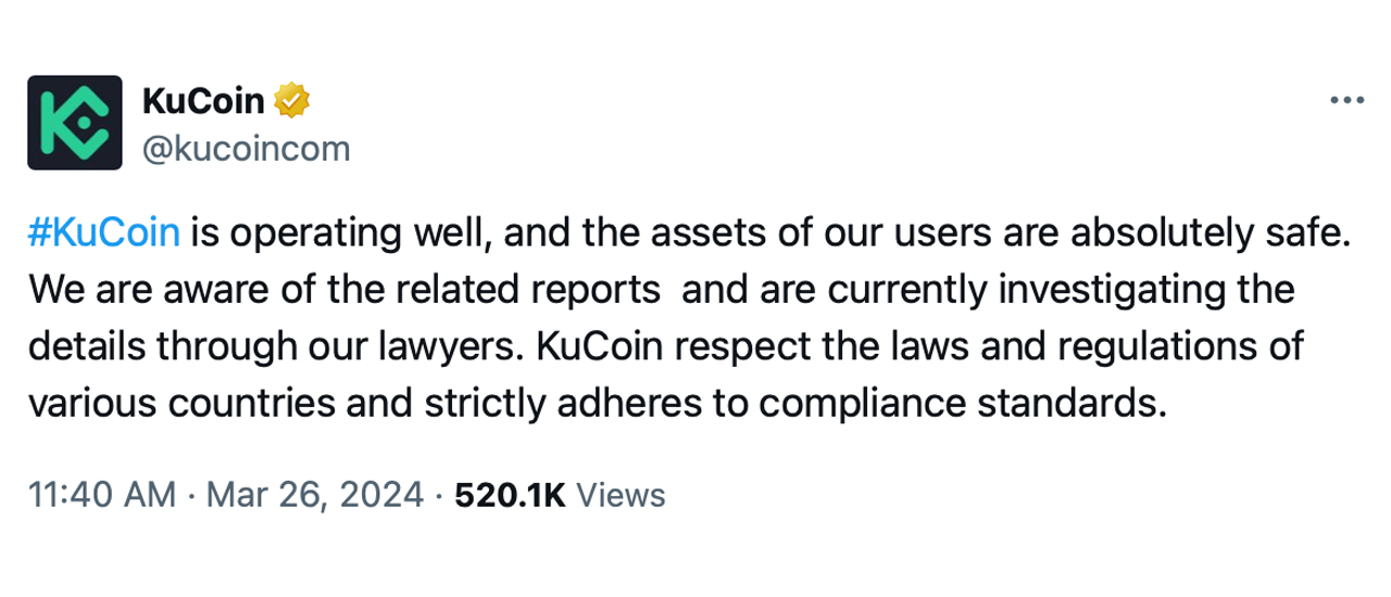 Crypto Exchange Kucoin and Founders Charged With Bank Secrecy Act and Money Laundering Violations