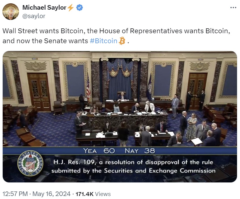 Le Sénat américain vote pour annuler les règles crypto controversées de la SEC — La menace de veto de Biden plane Le Sénat américain vote pour annuler les règles crypto controversées de la SEC — La menace de veto de Biden plane
