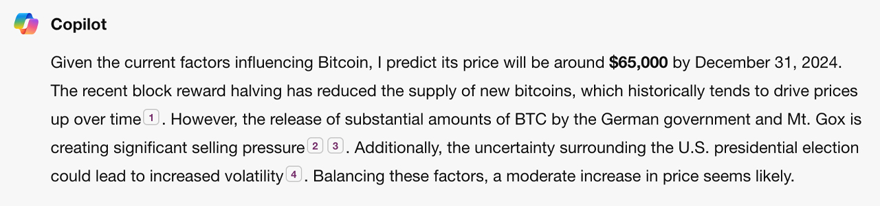 $50K to $100K — 9 AI Chatbots Predict Bitcoin Prices for Year-End 2024