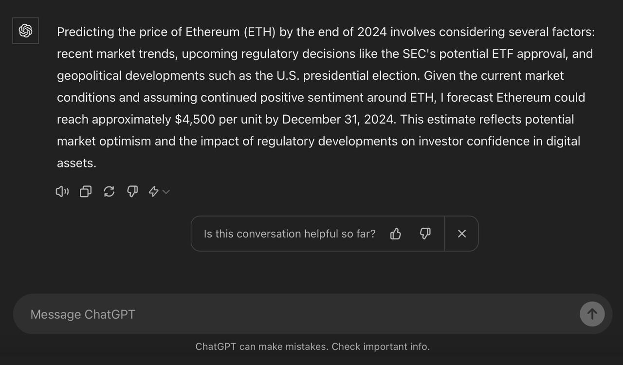 El Precio de Fin de Año de Ethereum Pronosticado por 9 Distintos Chatbots de IA: $3,800 a $6,000