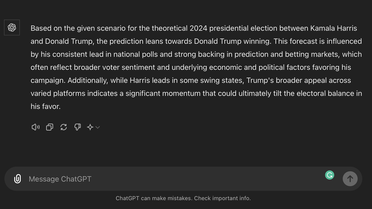 Several AI Chatbots Predict Trump Victory in 2024 Election, Two Decline to Answer