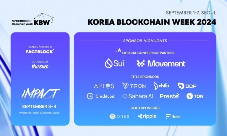 Korea Blockchain Week 2024 Names Movement Labs the Official Conference Partner, Unveils New Headline Speakers and Sponsors