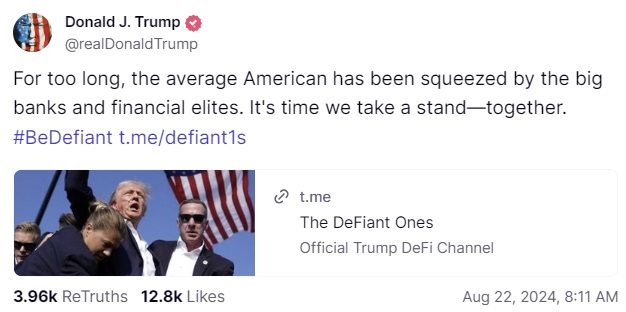 Donald Trump Impulsiona Nova Plataforma de Cripto para Desafiar Grandes Bancos e Elites Financeiras Donald Trump Impulsiona Nova Plataforma de Cripto para Desafiar Grandes Bancos e Elites Financeiras