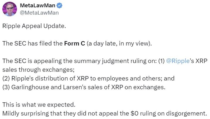 SEC legt offiziell Berufung gegen XRP-Urteil ein — Wird das Gericht Ripples Sieg rückgängig machen? SEC legt offiziell Berufung gegen XRP-Urteil ein — Wird das Gericht Ripples Sieg rückgängig machen?