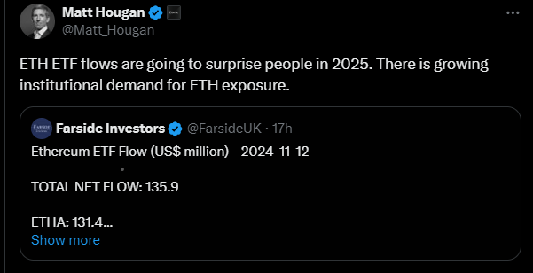 5일 연속 순유입 6억 5천만 달러에 달하는 이더리움 ETF 5일 연속 순유입 6억 5천만 달러에 달하는 이더리움 ETF