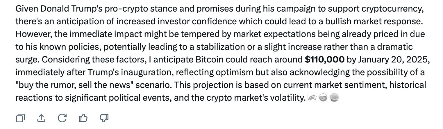 트럼프의 취임이 비트코인 폭발을 일으킬 것인가? AI 챗봇이 전망한다