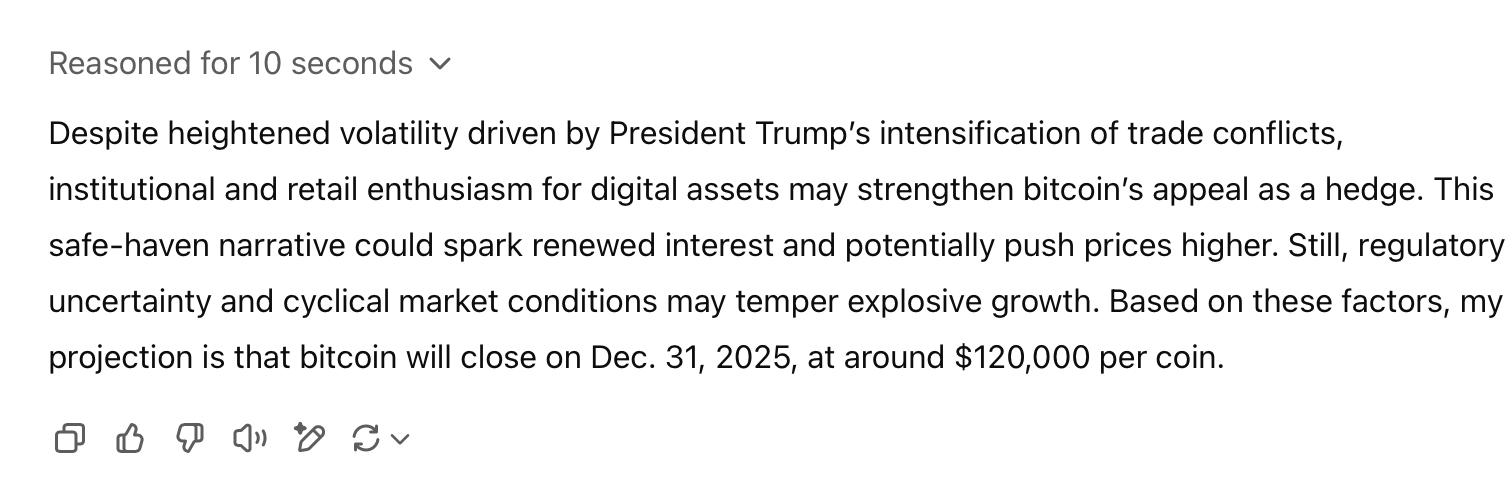 From Deepseek to Chatgpt: 15 AI Chatbots Forecast Bitcoin’s 2025 Closing Price