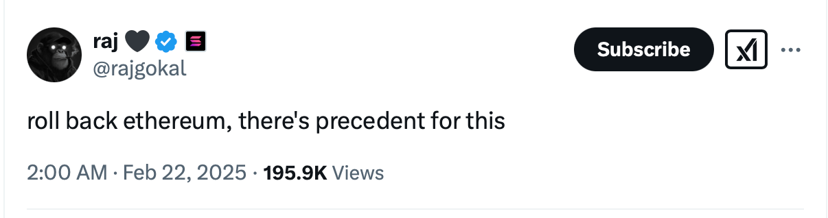 El Robo de $1.4B de Ethereum: ¿Revertir el Blockchain o Enfrentar las Consecuencias? El Dilema de Vitalik de 2016 Vuelve El Robo de $1.4B de Ethereum: ¿Revertir el Blockchain o Enfrentar las Consecuencias? El Dilema de Vitalik de 2016 Vuelve