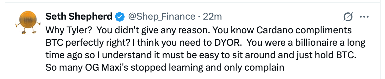 Tyler Winklevoss Questions Suitability of XRP, SOL, ADA for US Crypto Holdings