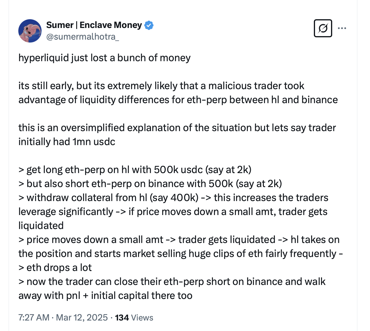 Hyperliquid Absorbs $4M Loss as Whale Nets $1.8M Profit in Ethereum Trade Hyperliquid Absorbs $4M Loss as Whale Nets $1.8M Profit in Ethereum Trade