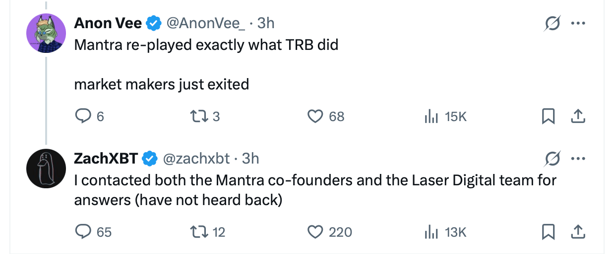 Krach tokena OM projektu MANTRA o 90% wśród oskarżeń o wyprzedaż insiderów Krach tokena OM projektu MANTRA o 90% wśród oskarżeń o wyprzedaż insiderów