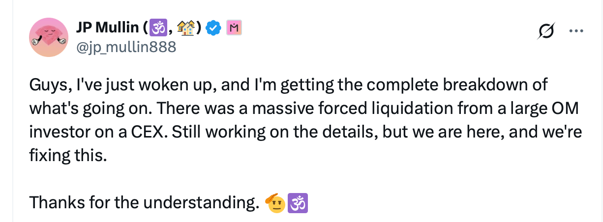 Krach tokena OM projektu MANTRA o 90% wśród oskarżeń o wyprzedaż insiderów Krach tokena OM projektu MANTRA o 90% wśród oskarżeń o wyprzedaż insiderów