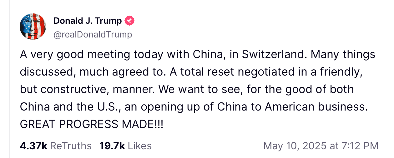 Pari de Genève : Les Marchés Attendent l'Issue des Discussions Secrètes USA-Chine Pari de Genève : Les Marchés Attendent l'Issue des Discussions Secrètes USA-Chine