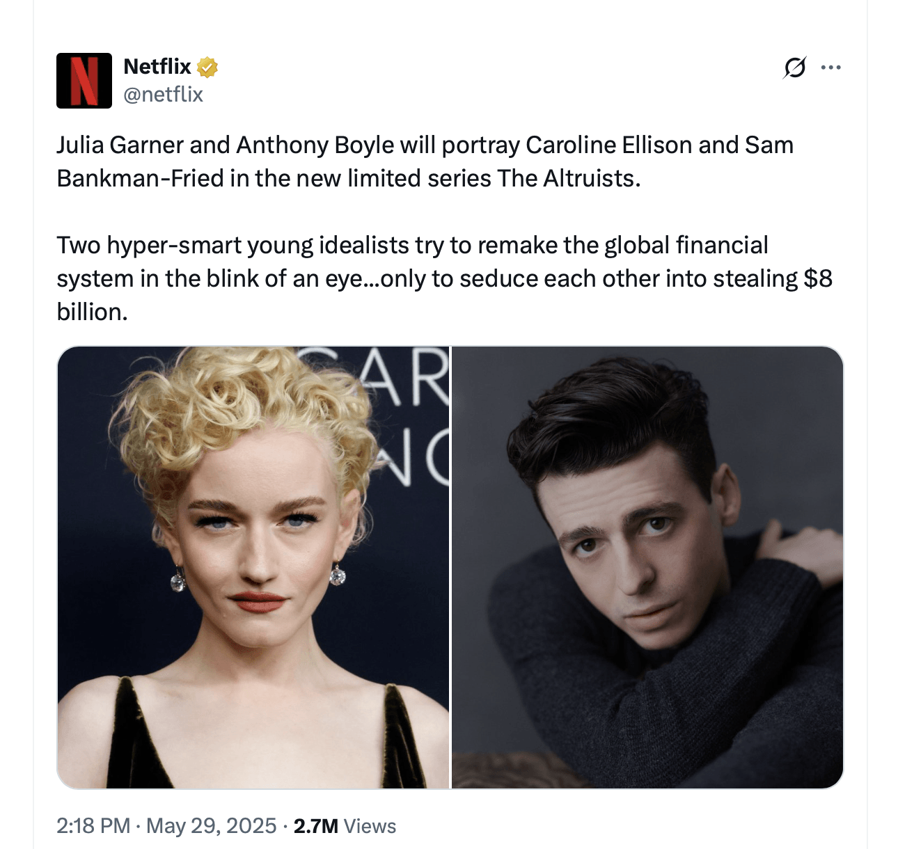 FTX recibe el tratamiento de Hollywood con Julia Garner como Caroline Ellison en la serie de Netflix FTX recibe el tratamiento de Hollywood con Julia Garner como Caroline Ellison en la serie de Netflix