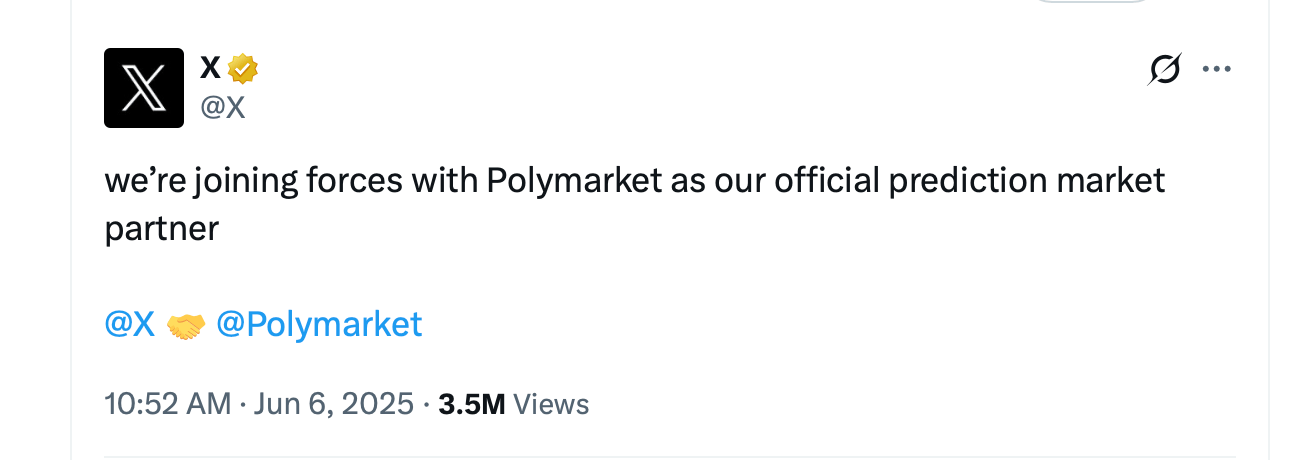 Polymarket, Elon Musk's X Announce Prediction Market Partnership Polymarket, Elon Musk's X Announce Prediction Market Partnership