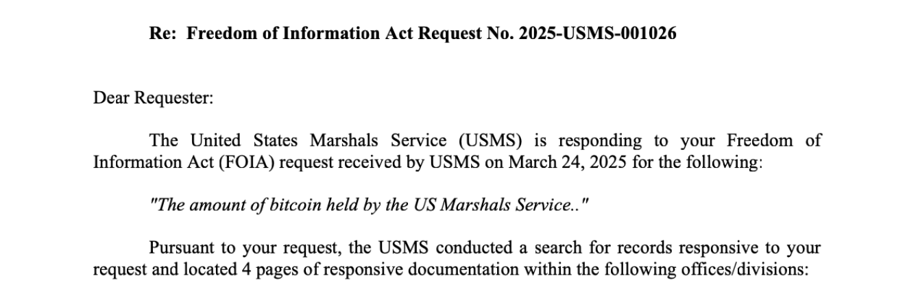 استجابة FOIA تكشف تحكم المارشالات في 29,000 بيتكوين فقط — أين البقية؟ استجابة FOIA تكشف تحكم المارشالات في 29,000 بيتكوين فقط — أين البقية؟