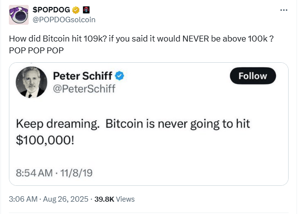 Bitcoin-kriitikko Schiff varoittaa lisälaskusta BTC:n pudottua alle 109,000 dollarin Bitcoin-kriitikko Schiff varoittaa lisälaskusta BTC:n pudottua alle 109,000 dollarin