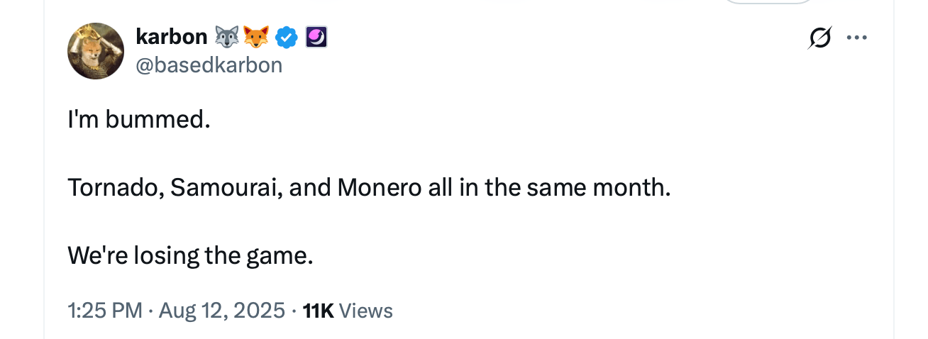 ‘Ingenting igjen å bruke’ — Monero Reorg og Samourai Nedleggelse Utløser Dommedagssnakk om Personvern ‘Ingenting igjen å bruke’ — Monero Reorg og Samourai Nedleggelse Utløser Dommedagssnakk om Personvern