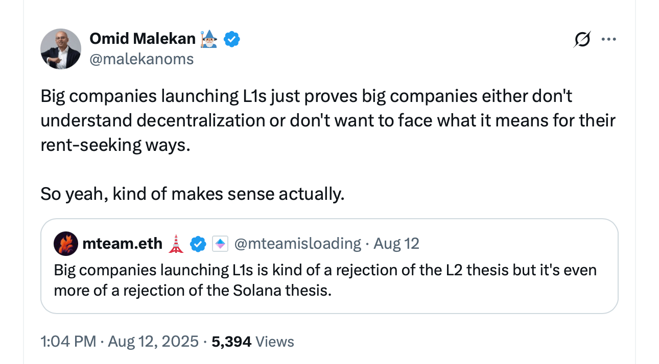 Запуск блокчейнов L1 от Stripe и Circle вызывает недовольство отрасли Запуск блокчейнов L1 от Stripe и Circle вызывает недовольство отрасли