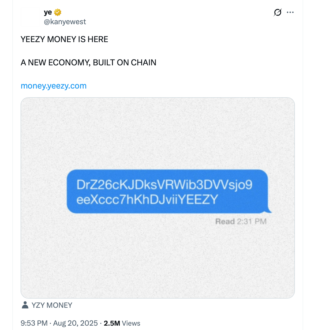 Kanye West’s YZY Meme Coin Crashes Hours After $3B Launch Amid Insider Manipulation Claims Kanye West’s YZY Meme Coin Crashes Hours After $3B Launch Amid Insider Manipulation Claims