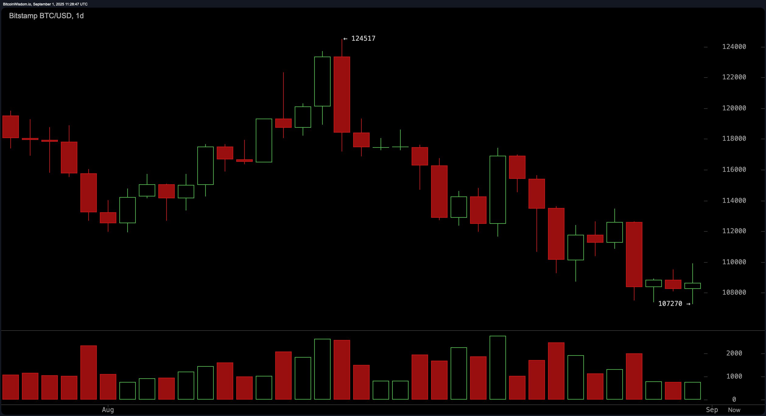 Bitcoin価格ウォッチ：ブルが$107Kを防衛し、$114Kが近くに抵抗