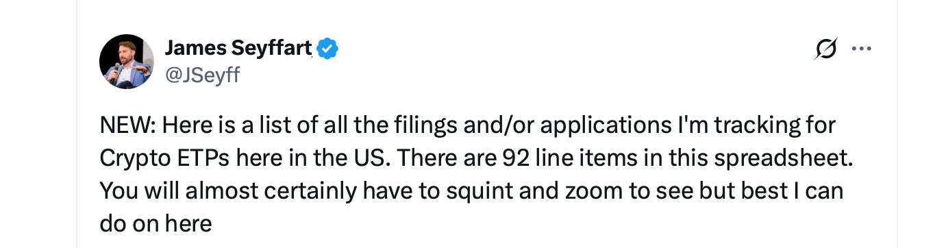 Doceas de Cripto ETFs en Cola en la SEC, Demuestra Seyffart de Bloomberg Doceas de Cripto ETFs en Cola en la SEC, Demuestra Seyffart de Bloomberg