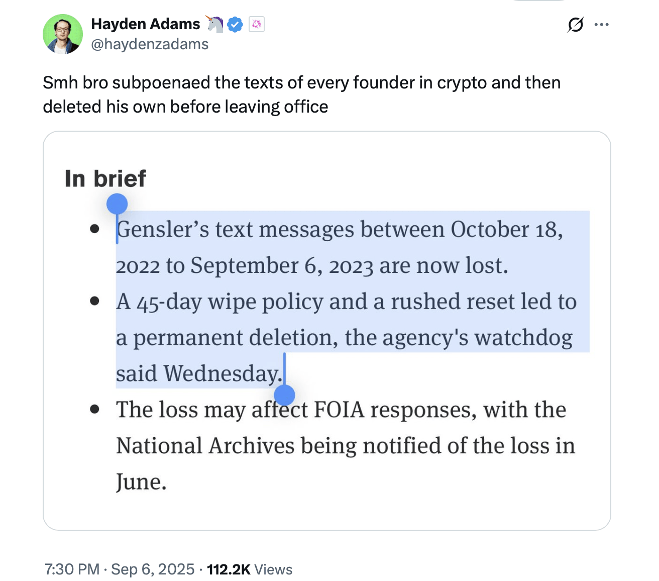 Утраченные тексты Генслера вызвали волну негодования в криптосообществе, поскольку наблюдатель SEC возлагает вину на 'избежимые ошибки' Утраченные тексты Генслера вызвали волну негодования в криптосообществе, поскольку наблюдатель SEC возлагает вину на 'избежимые ошибки'