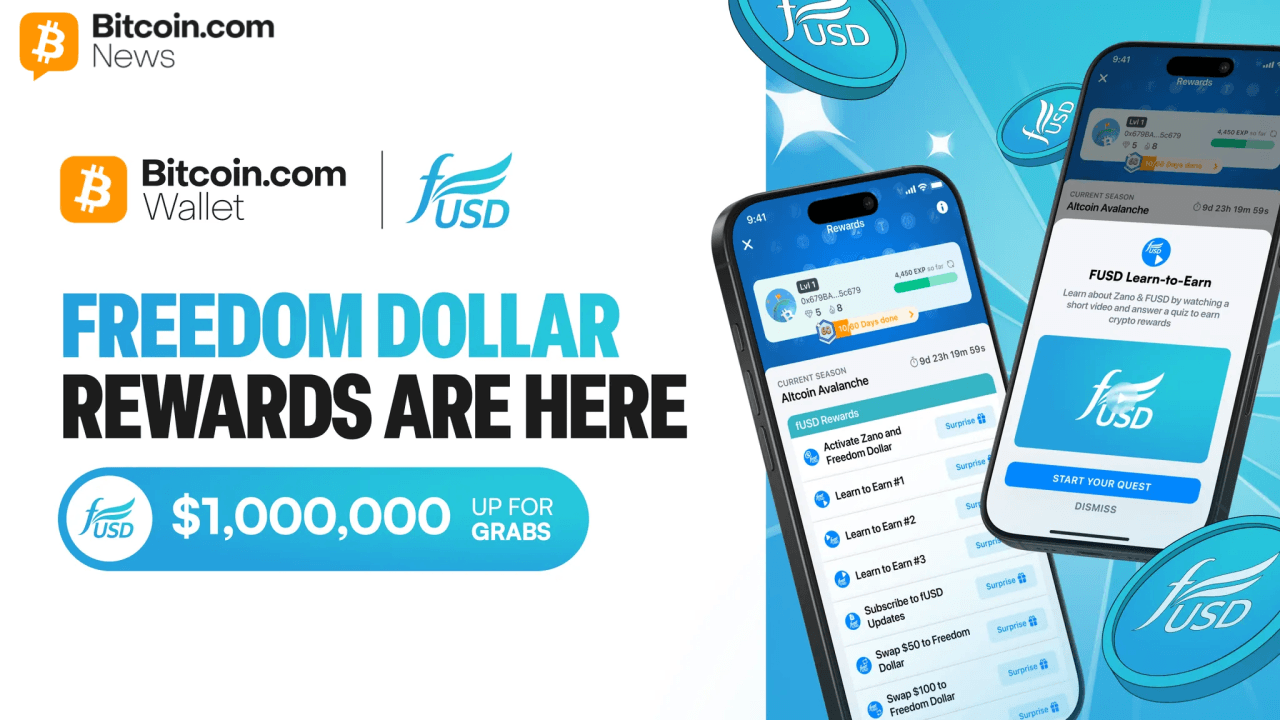 Bitcoin.com、プライベートで検閲耐性のある支払いの普及を加速するために100万ドルのフリーダムドル（fUSD）報酬キャンペーンを開始 -  Bitcoin News