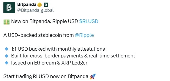 RLUSD Debuts on Bitpanda, Expanding Ripple’s Stablecoin Reach RLUSD Debuts on Bitpanda, Expanding Ripple’s Stablecoin Reach