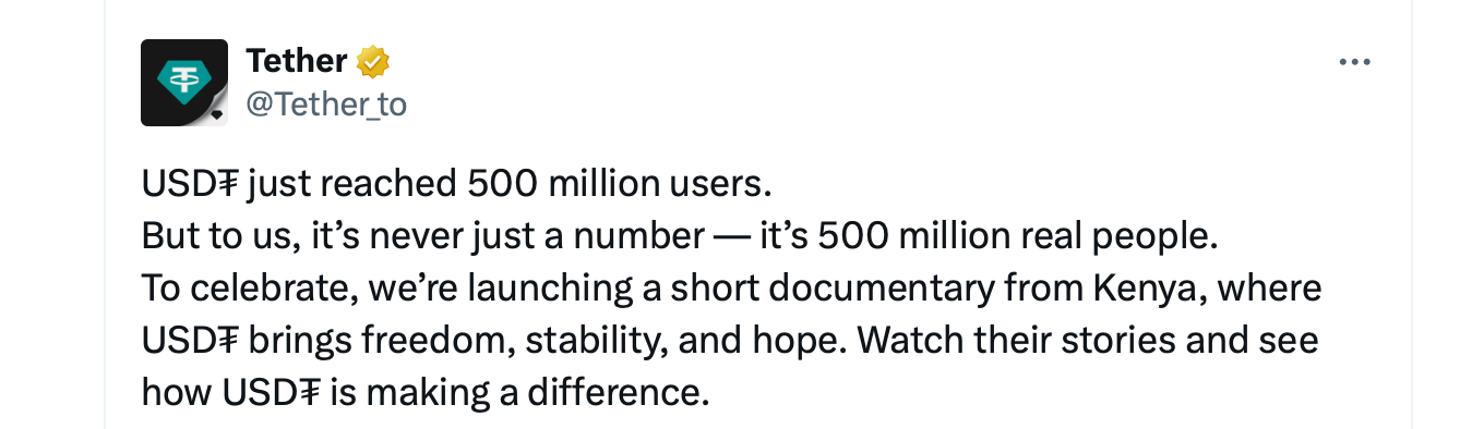 CEO-ul Tether salută calea USDT către 500M de utilizatori pe măsură ce Tether atinge o capitalizare de piață de $182B CEO-ul Tether salută calea USDT către 500M de utilizatori pe măsură ce Tether atinge o capitalizare de piață de $182B