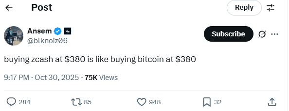 ارتفاع Zcash إلى 388 دولار ويصل إلى أعلى مستوى في 7 سنوات ويتفوق على Monero في تصنيف العملات الخاصة ارتفاع Zcash إلى 388 دولار ويصل إلى أعلى مستوى في 7 سنوات ويتفوق على Monero في تصنيف العملات الخاصة