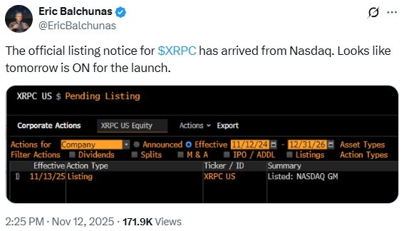 XRP ETFの時代が始まる、カナリーのXRPCがナスダック最終カウントダウンに入る XRP ETF Era Ignites as Canary’s XRPC Enters Final Countdown to Nasdaq