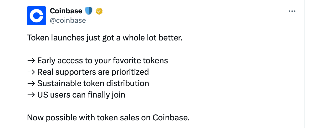 Coinbase Launches Regulated Token Sales Hub