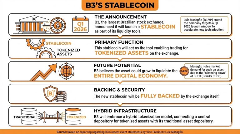 Historique : La Bourse B3 du Brésil Émettre un Stablecoin l'Année Prochaine