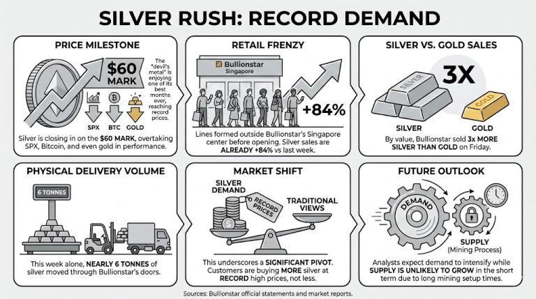 Розничные покупатели переходят на серебро: наблюдаются очереди в Сингапуре Розничные покупатели переходят на серебро: наблюдаются очереди в Сингапуре