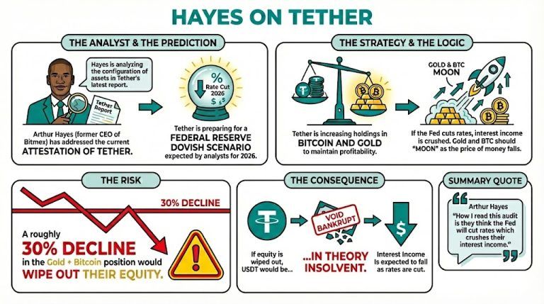 Артур Хэйес: Запасы золота и BTC у Tether предполагают значительное снижение процентных ставок Артур Хэйес: Запасы золота и BTC у Tether предполагают значительное снижение процентных ставок