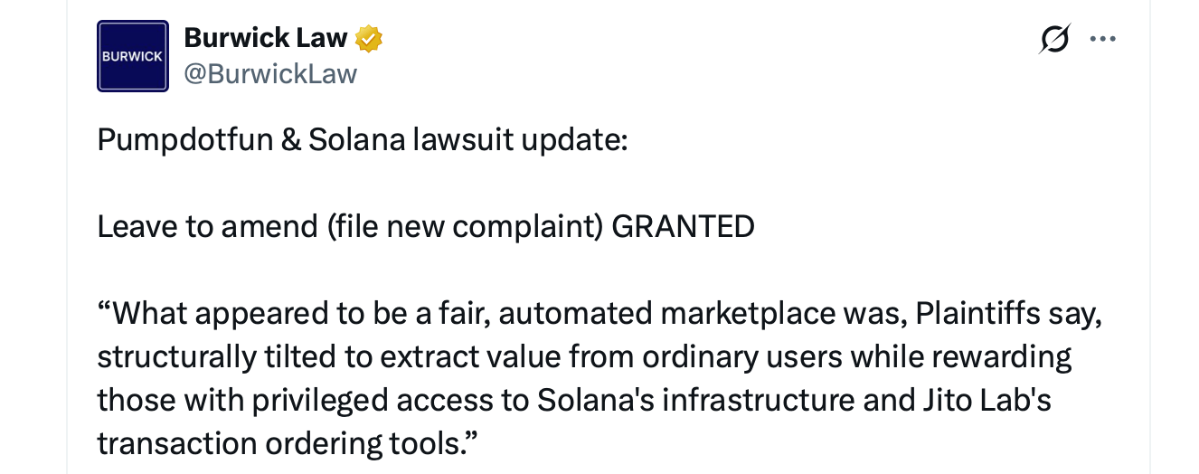 Il Giudice di New York Consente di Espandere le Accuse nel Caso di Causa Collettiva di Pump.fun e Solana Il Giudice di New York Consente di Espandere le Accuse nel Caso di Causa Collettiva di Pump.fun e Solana
