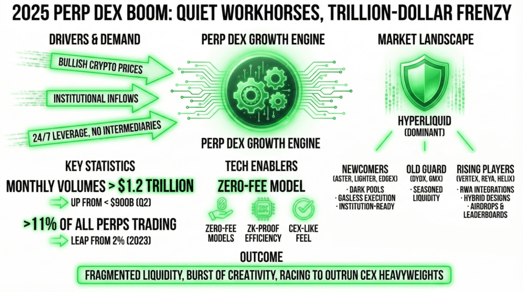 2025 End of Year Report Narratives of the Year Perp DEXs infographic
