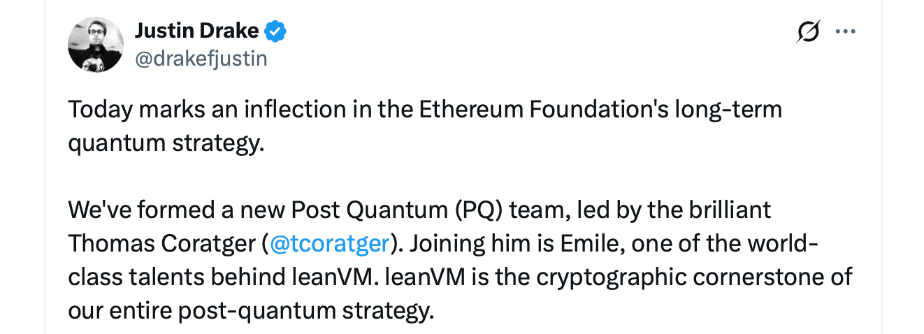 Ethereum vidtar formella steg för att hantera risker med kvantdatorer Ethereum vidtar formella steg för att hantera risker med kvantdatorer